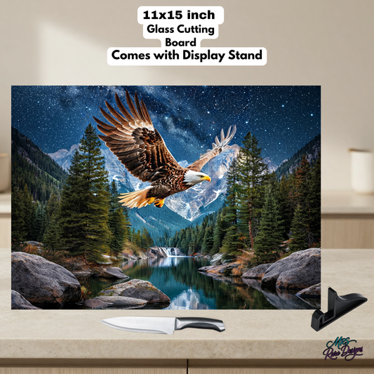 Wilderness Journey Large Glass Cutting Board with Display Stand