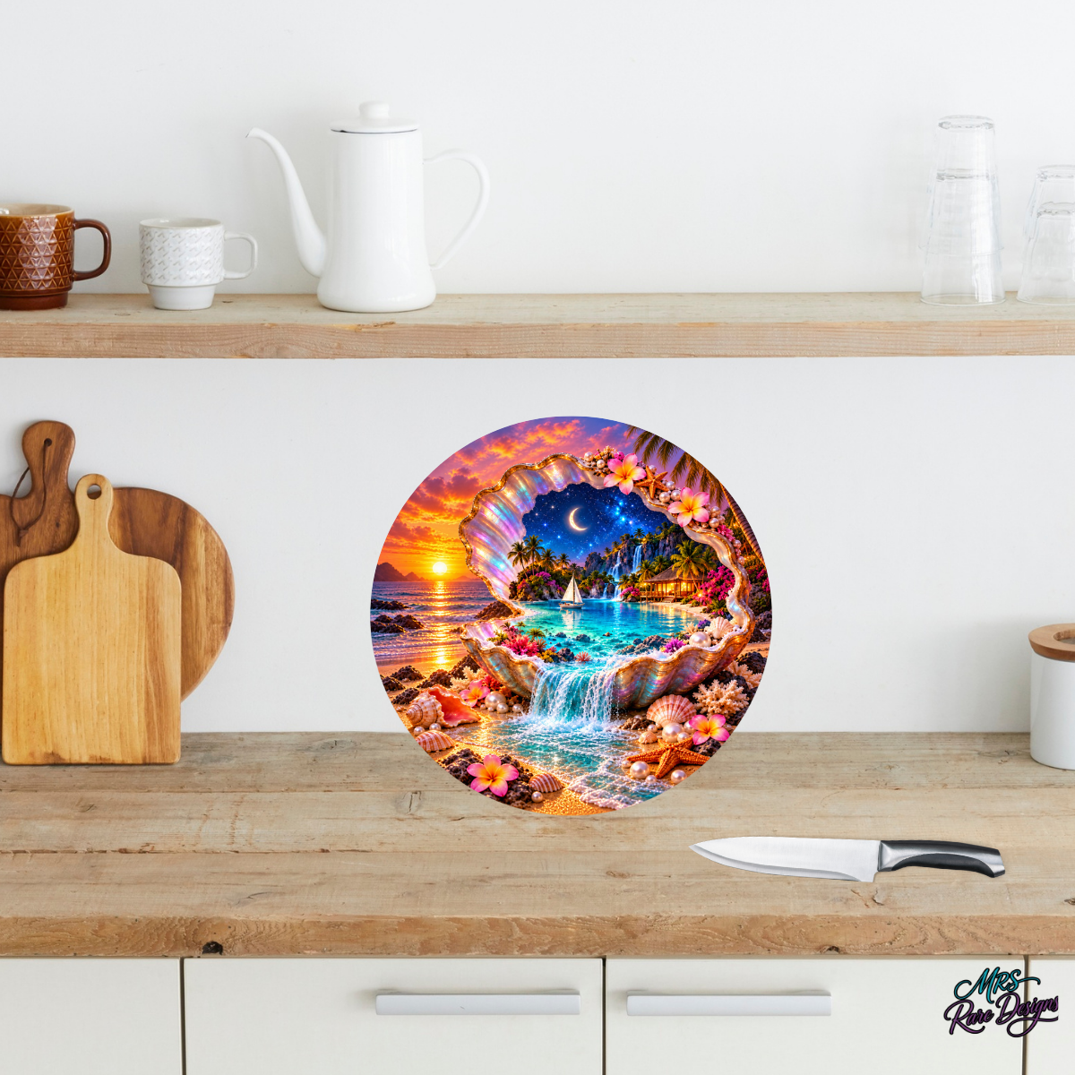 Pearl of Paradise — 9-Inch Round Glass Cutting Board