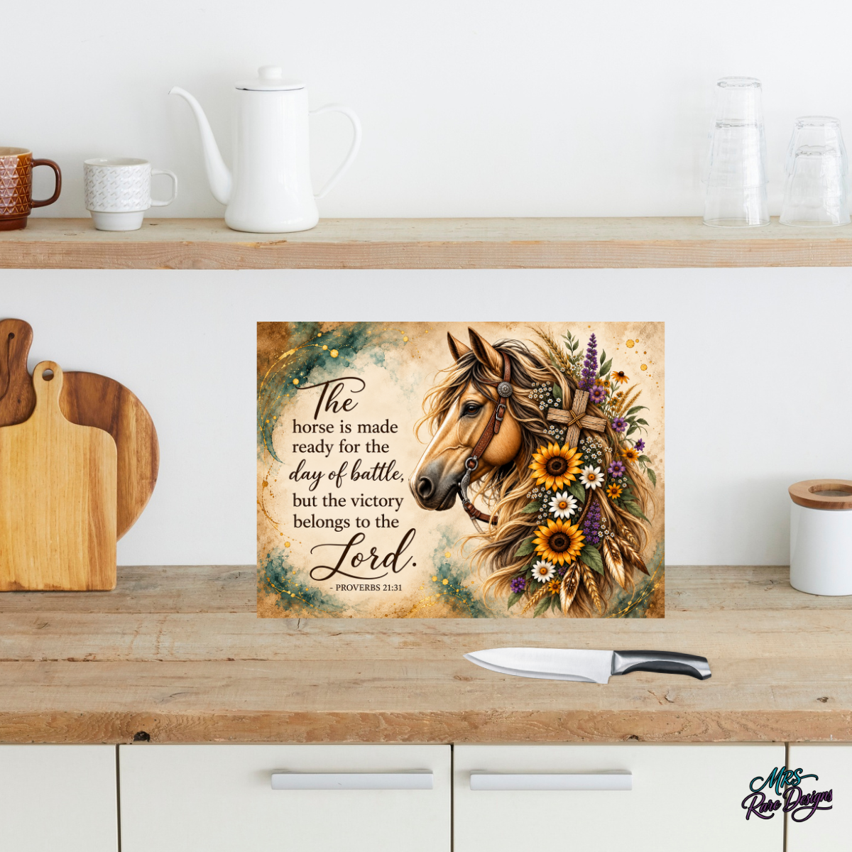 Grace in the Reins Horse & Scripture Glass Cutting Board