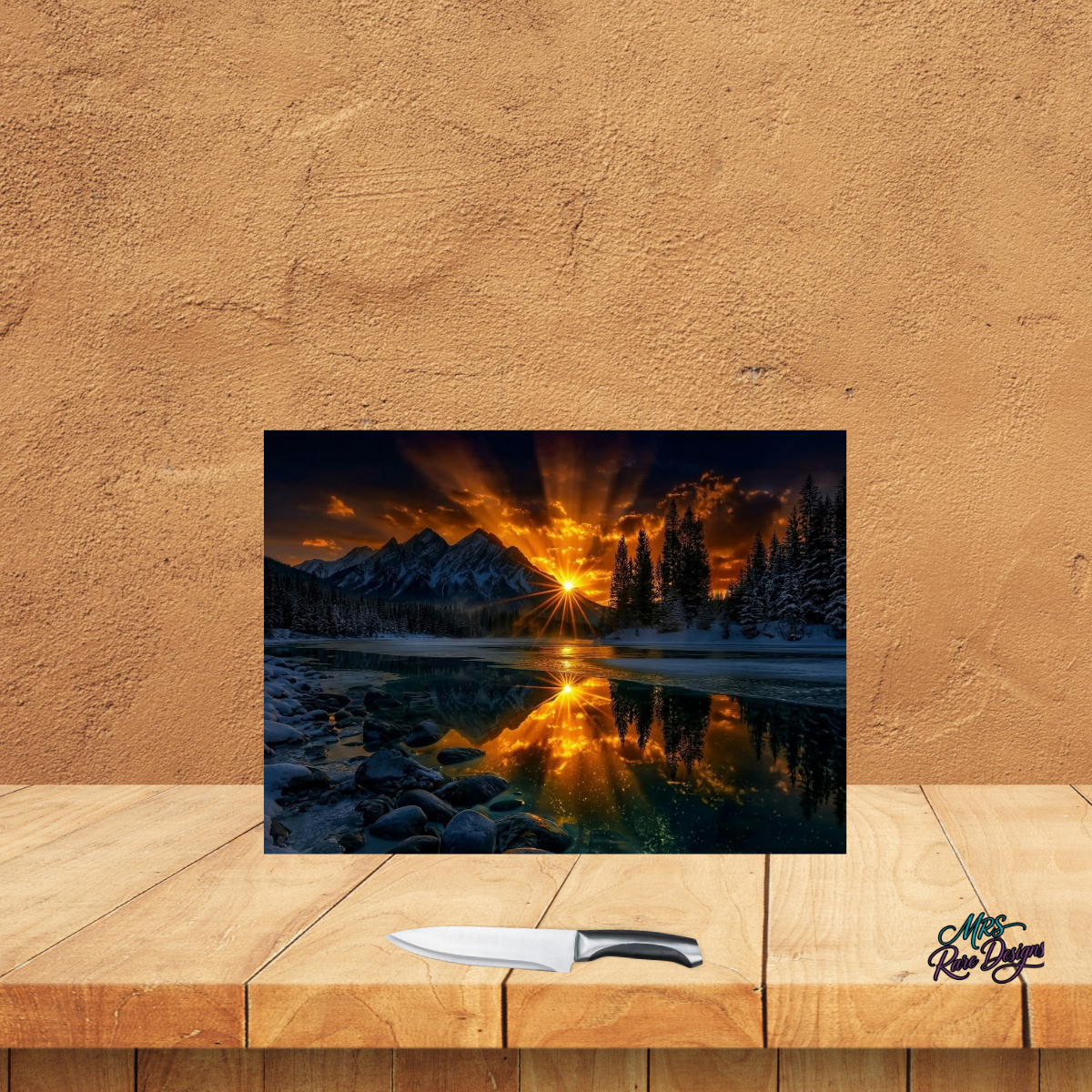 Alpine Golden Hour Glass Cutting Board – 11 x 7.87 Inches