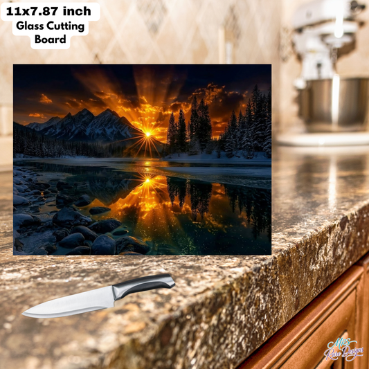 Alpine Golden Hour Glass Cutting Board – 11 x 7.87 Inches