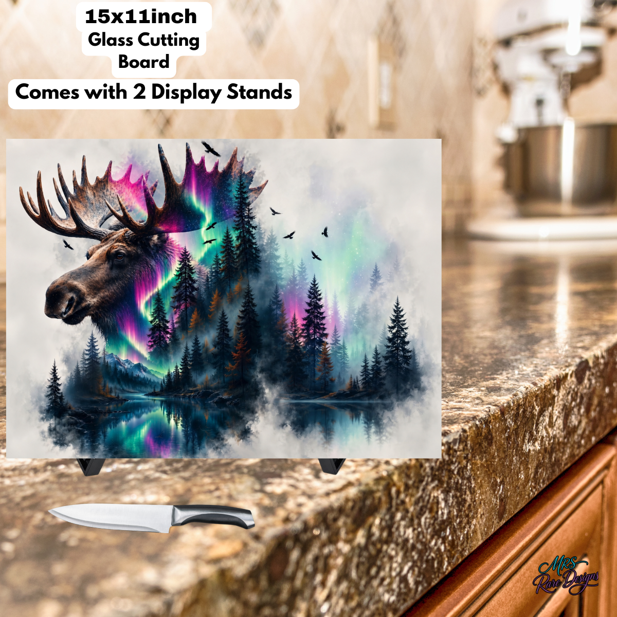 Northern Majesty Moose Glass Cutting Board
