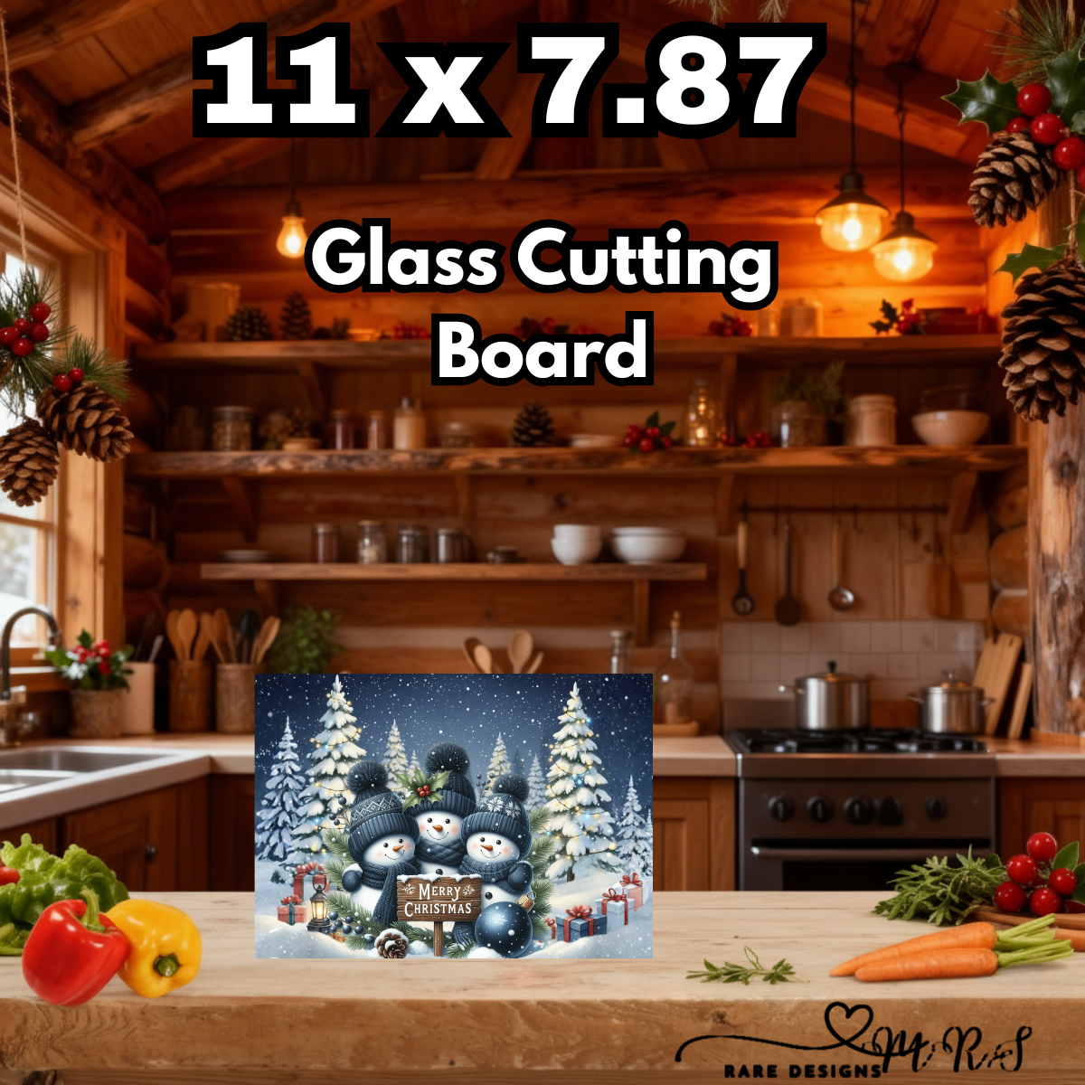 Winter Snowman Wonderland 11 x 7.87" Glass Cutting Board Collection