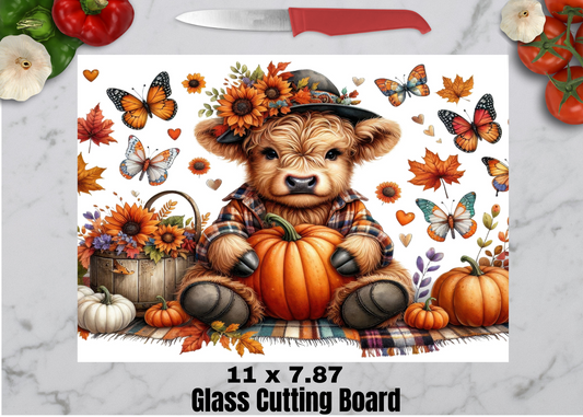 Highland Autumn Harvest Glass Cutting Board