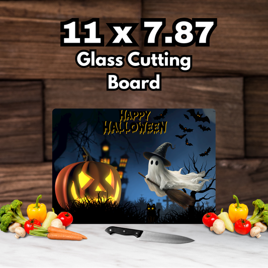 Haunted Halloween Glass Cutting Board – 11" x 7.87"
