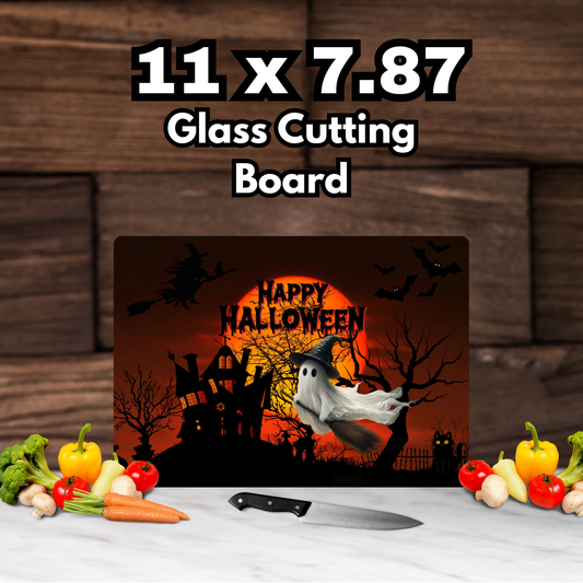 Haunted Harvest Glass Cutting Board Set – Halloween Kitchen Collection (11 x 7.87 in.)