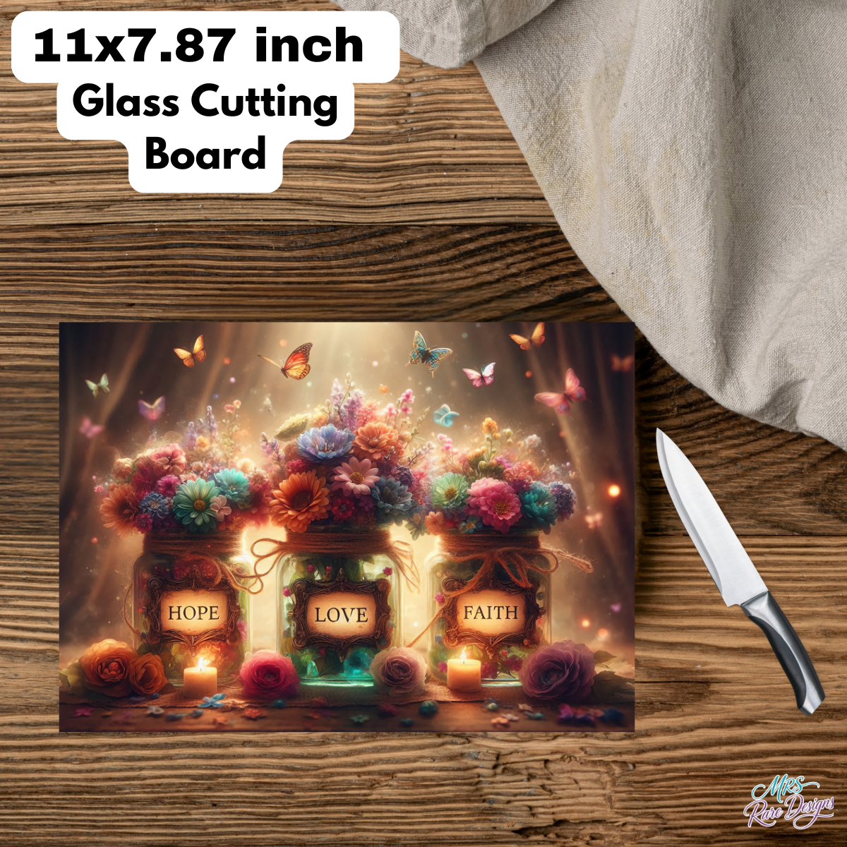 The Radiant Roots: Hope, Love & Faith - Glass Cutting Board