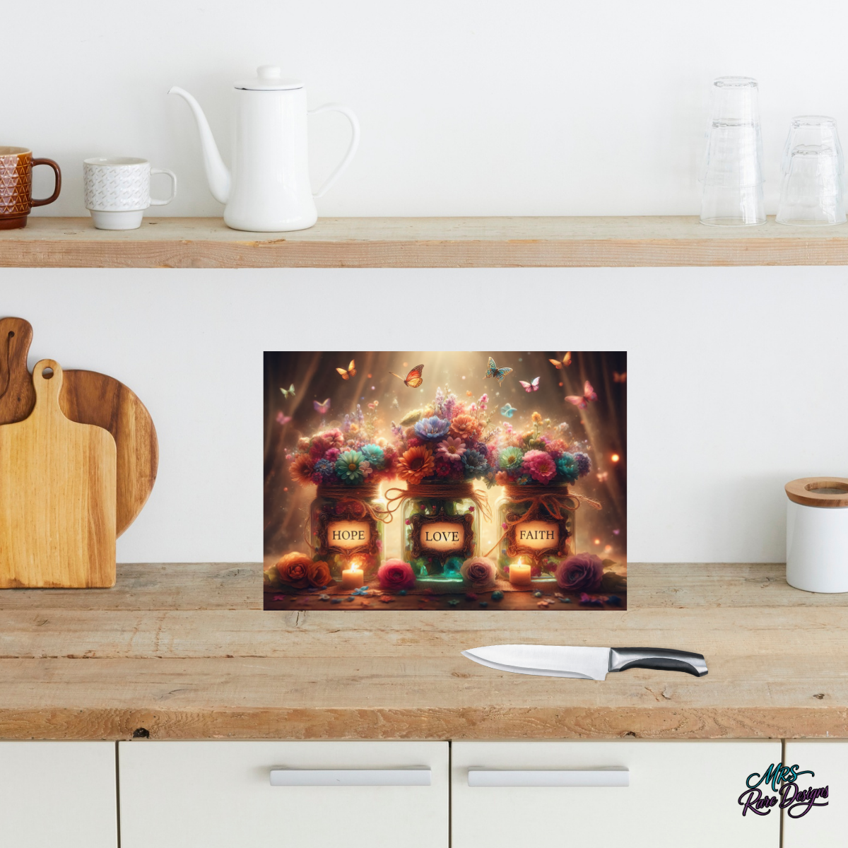 The Radiant Roots: Hope, Love & Faith - Glass Cutting Board
