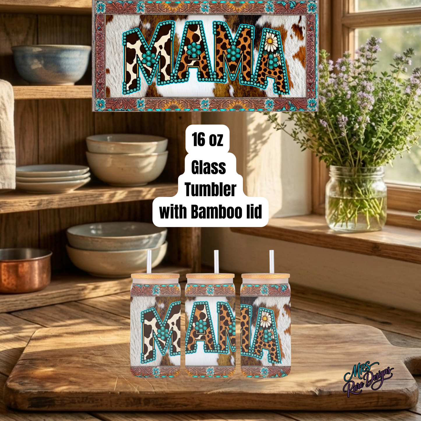 Wildly Yours: 16oz Boho Mama Glass Tumbler