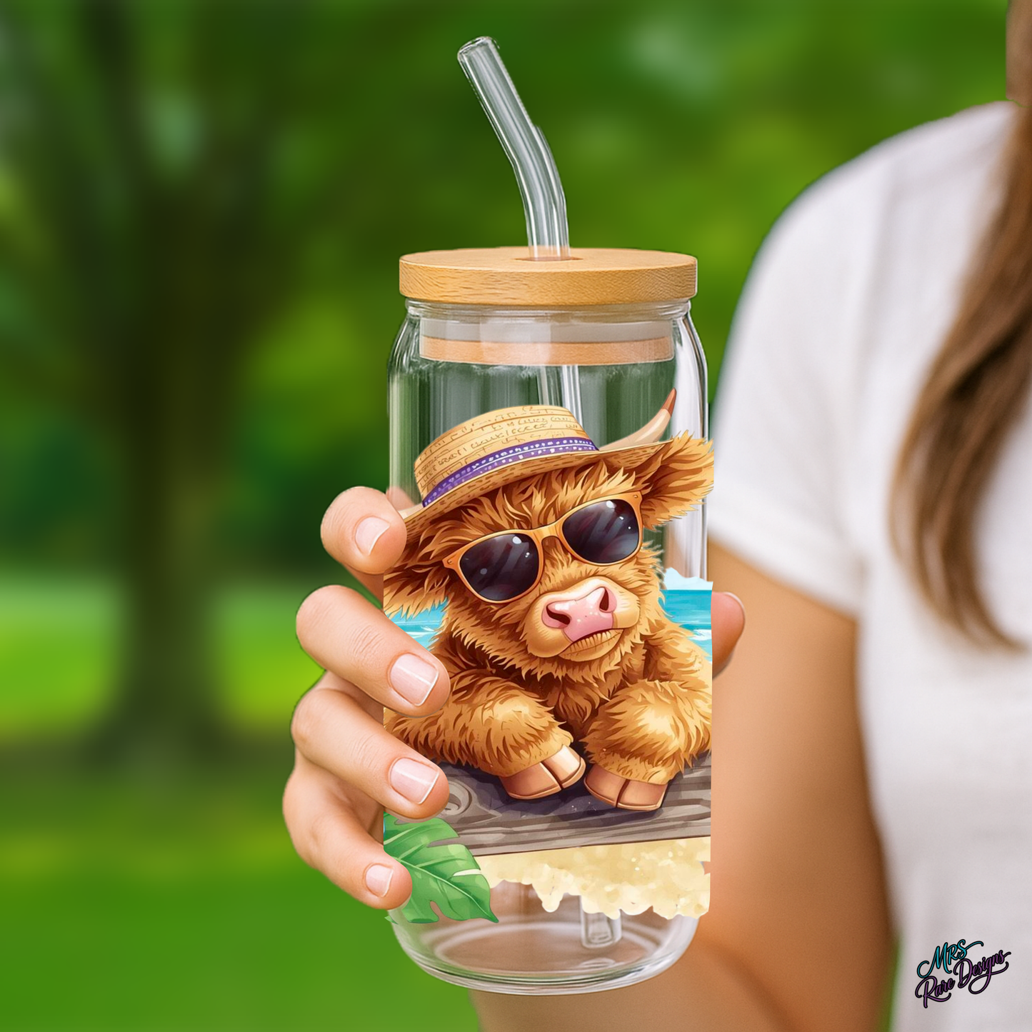 Sunny Moo Shores 16 oz Glass Tumbler