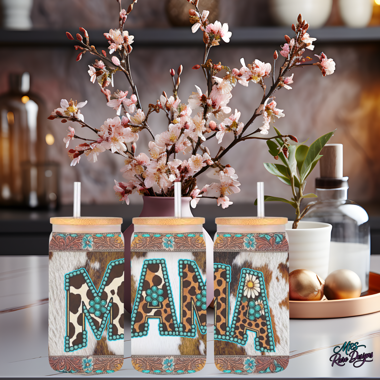 Wildly Yours: 16oz Boho Mama Glass Tumbler