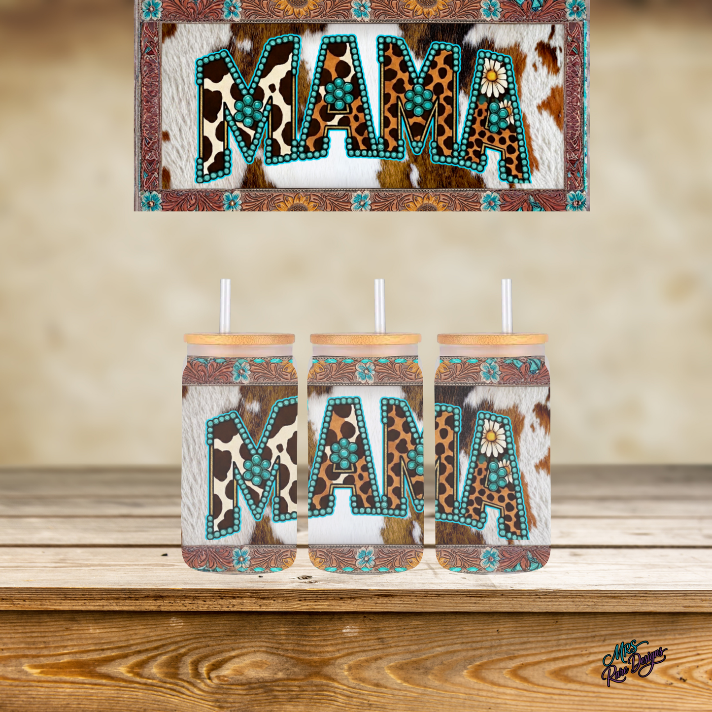 Wildly Yours: 16oz Boho Mama Glass Tumbler