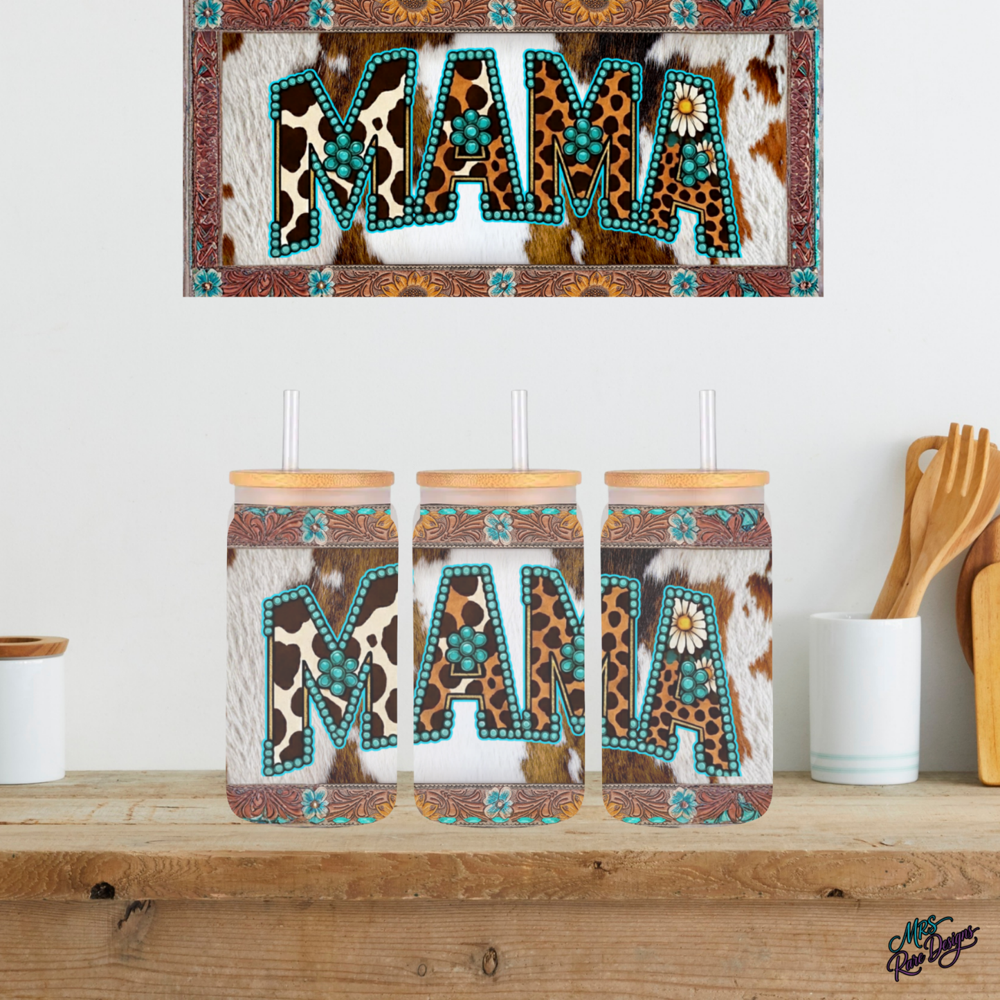 Wildly Yours: 16oz Boho Mama Glass Tumbler