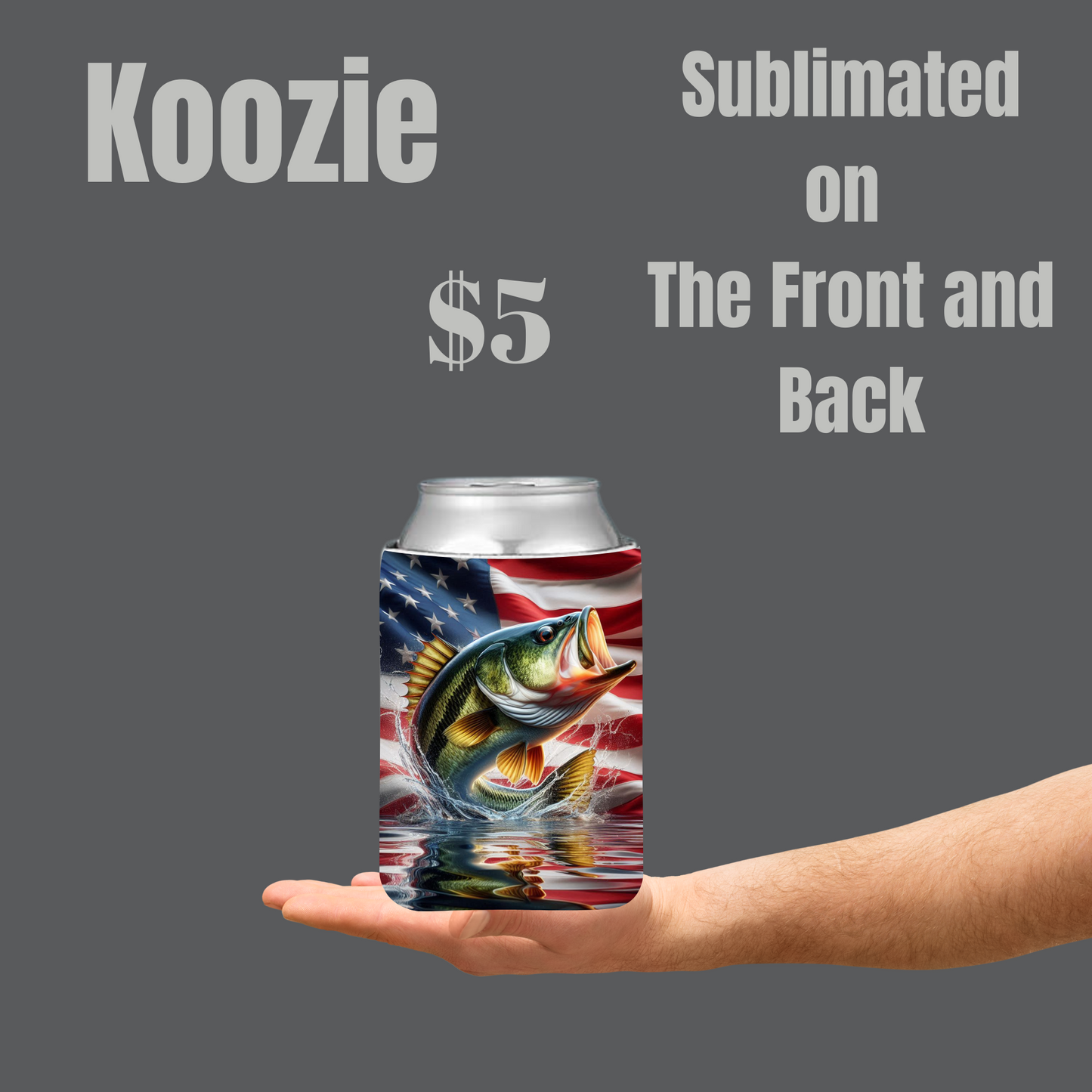 Patriotic Bass Fish Koozie