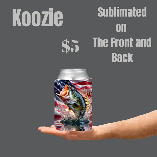 Patriotic Bass Fish Koozie