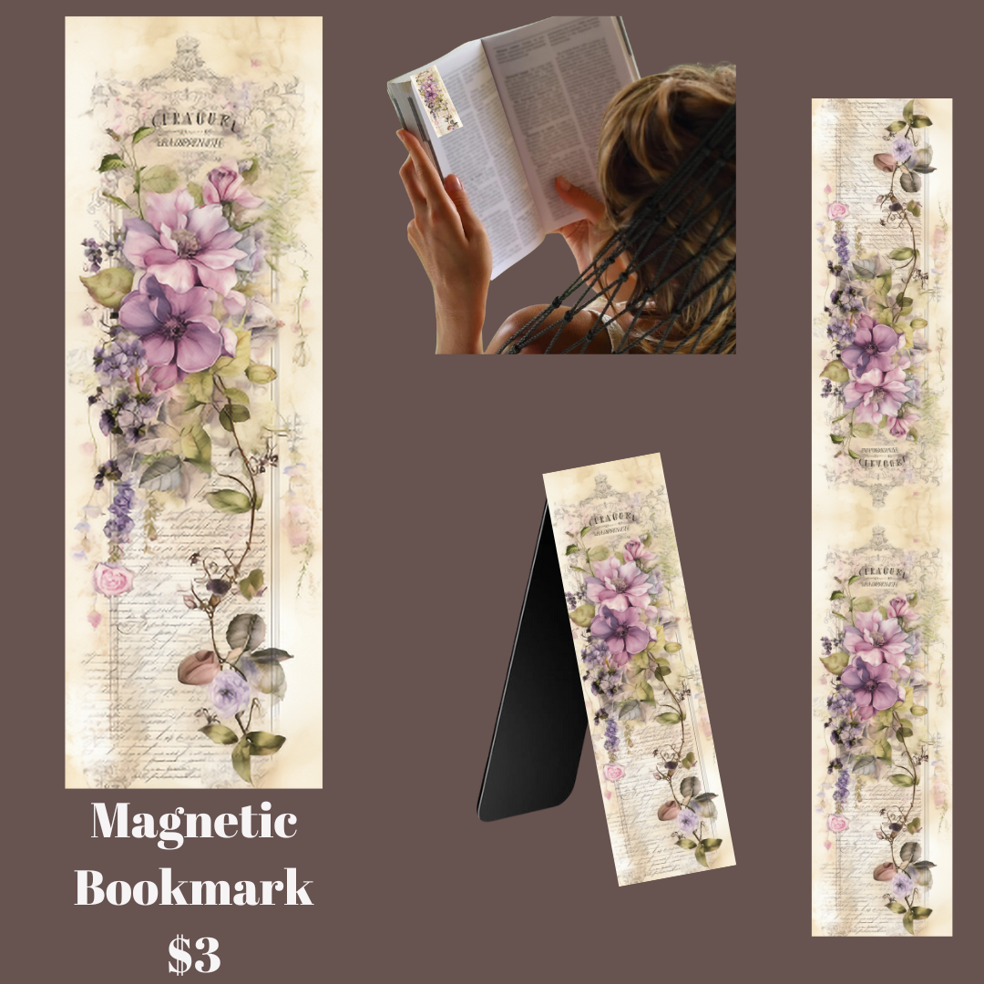 Vintage Ribbon Floral Magnetic Bookmarks