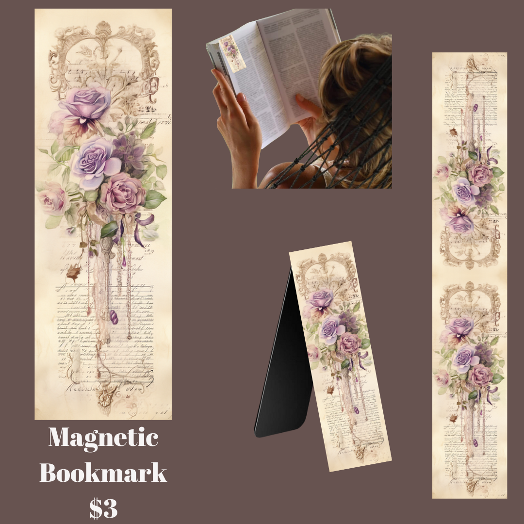 Vintage Ribbon Floral Magnetic Bookmarks