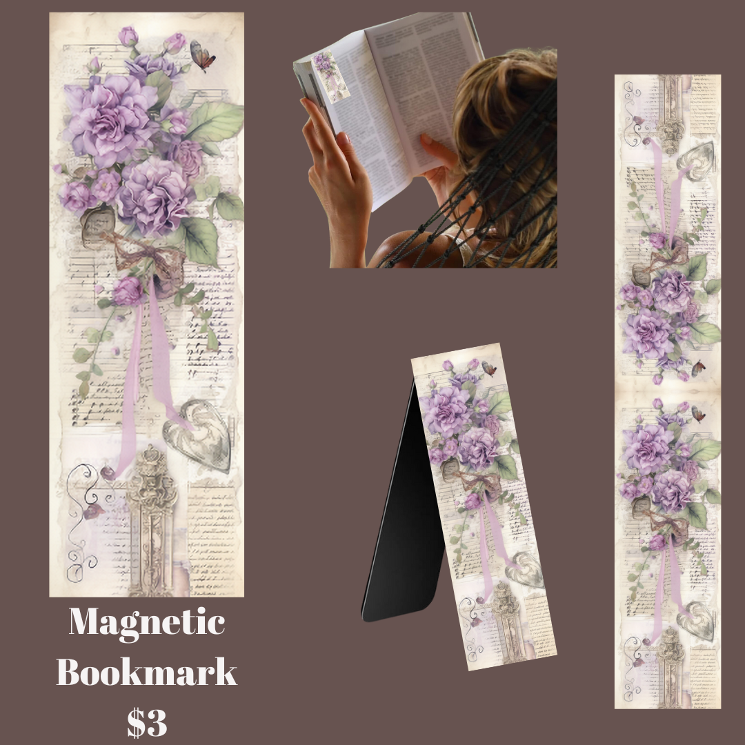 Vintage Ribbon Floral Magnetic Bookmarks