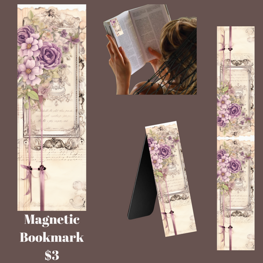 Vintage Ribbon Floral Magnetic Bookmarks