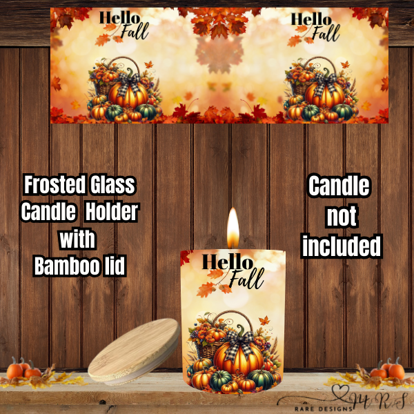 Hello Fall Harvest Glow — Frosted Glass Candle Holder Collection (with Bamboo Lids)