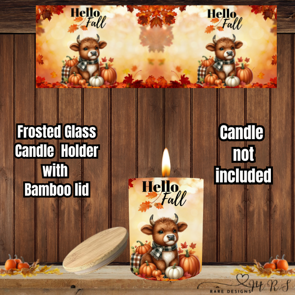 Hello Fall Harvest Glow — Frosted Glass Candle Holder Collection (with Bamboo Lids)