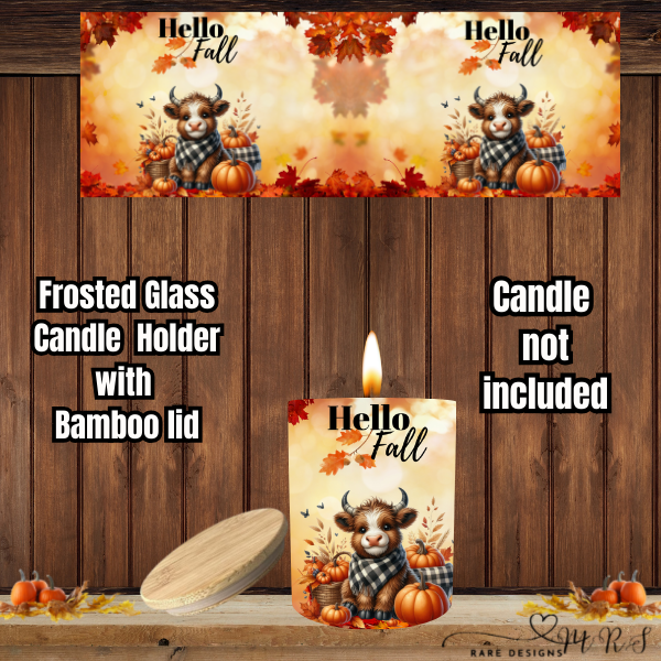 Hello Fall Harvest Glow — Frosted Glass Candle Holder Collection (with Bamboo Lids)