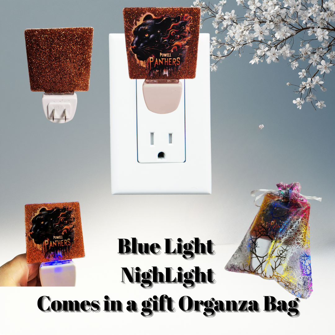Powell Panthers Torch-Glow Blue-Glow Night Light + Gift Organza Bag
