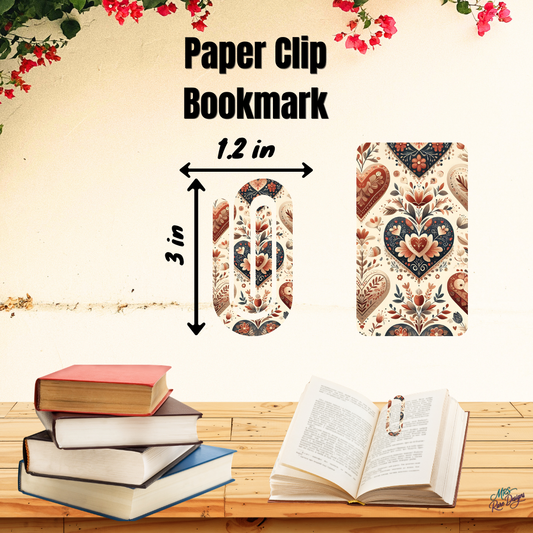 Folk Heart Garden Paper Clip Bookmark
