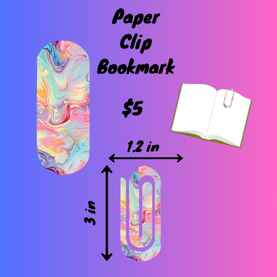 Marble Swirl Paper Clip Bookmarks