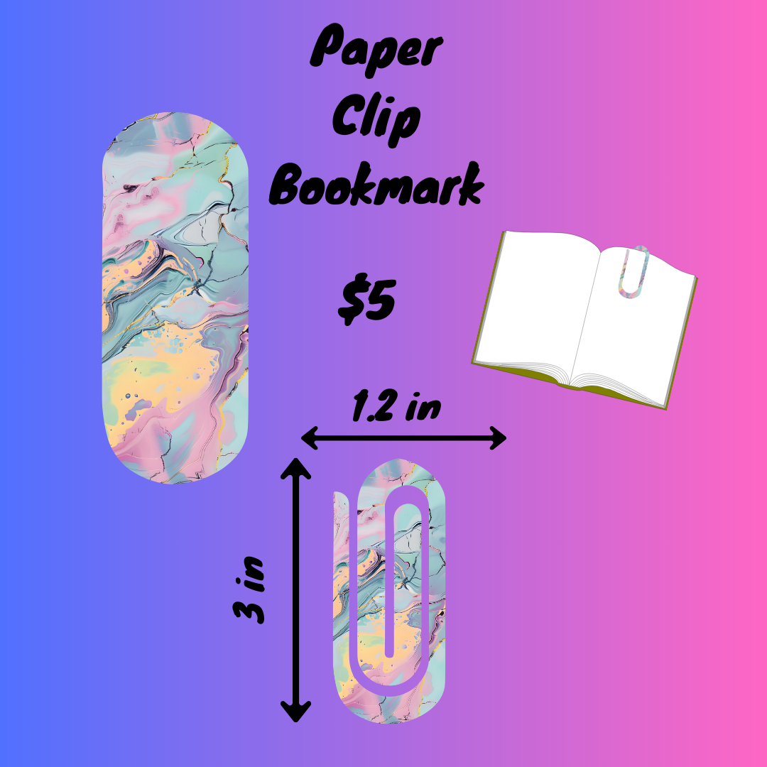 Marble Swirl Paper Clip Bookmarks