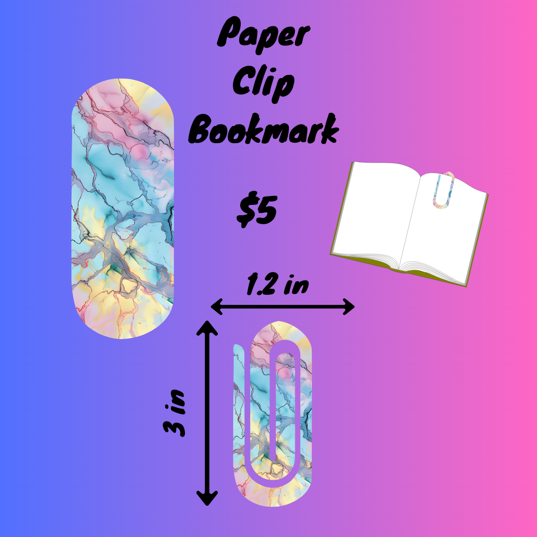 Marble Swirl Paper Clip Bookmarks