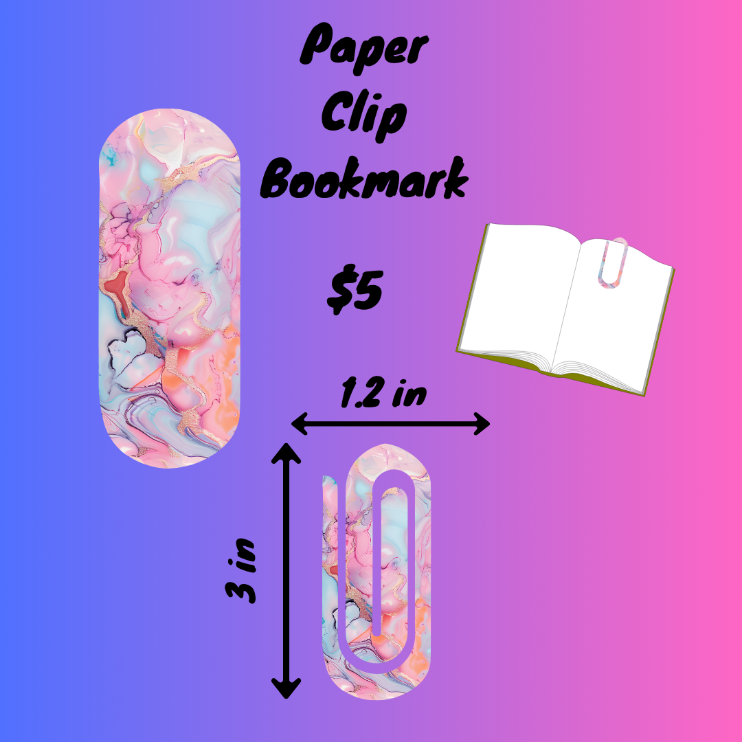 Marble Swirl Paper Clip Bookmarks