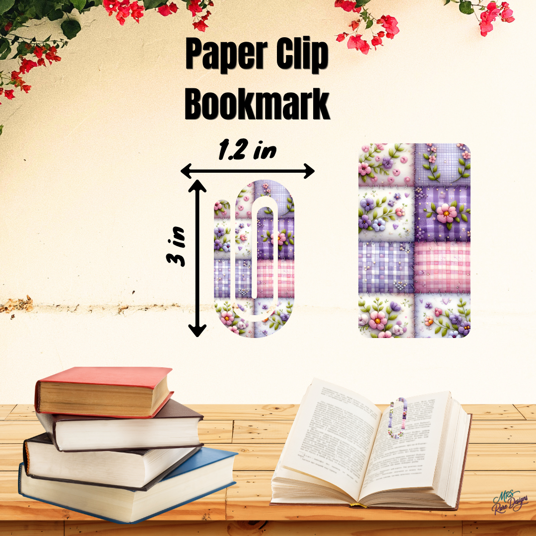 Lavender Patchwork Paper Clip Bookmark