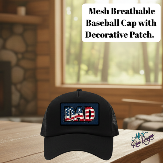 Stars & Stripes Dad Trucker Cap — Patriotic Mesh Breathable Hat