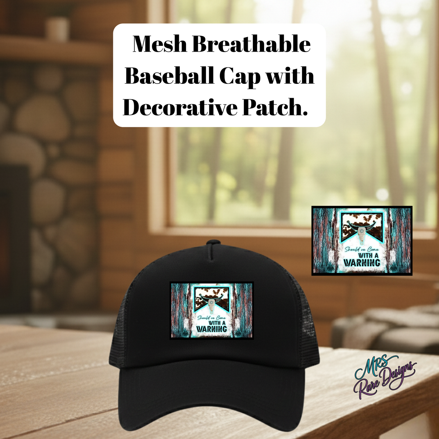 Western Warning Longhorn Patch Mesh Trucker Cap