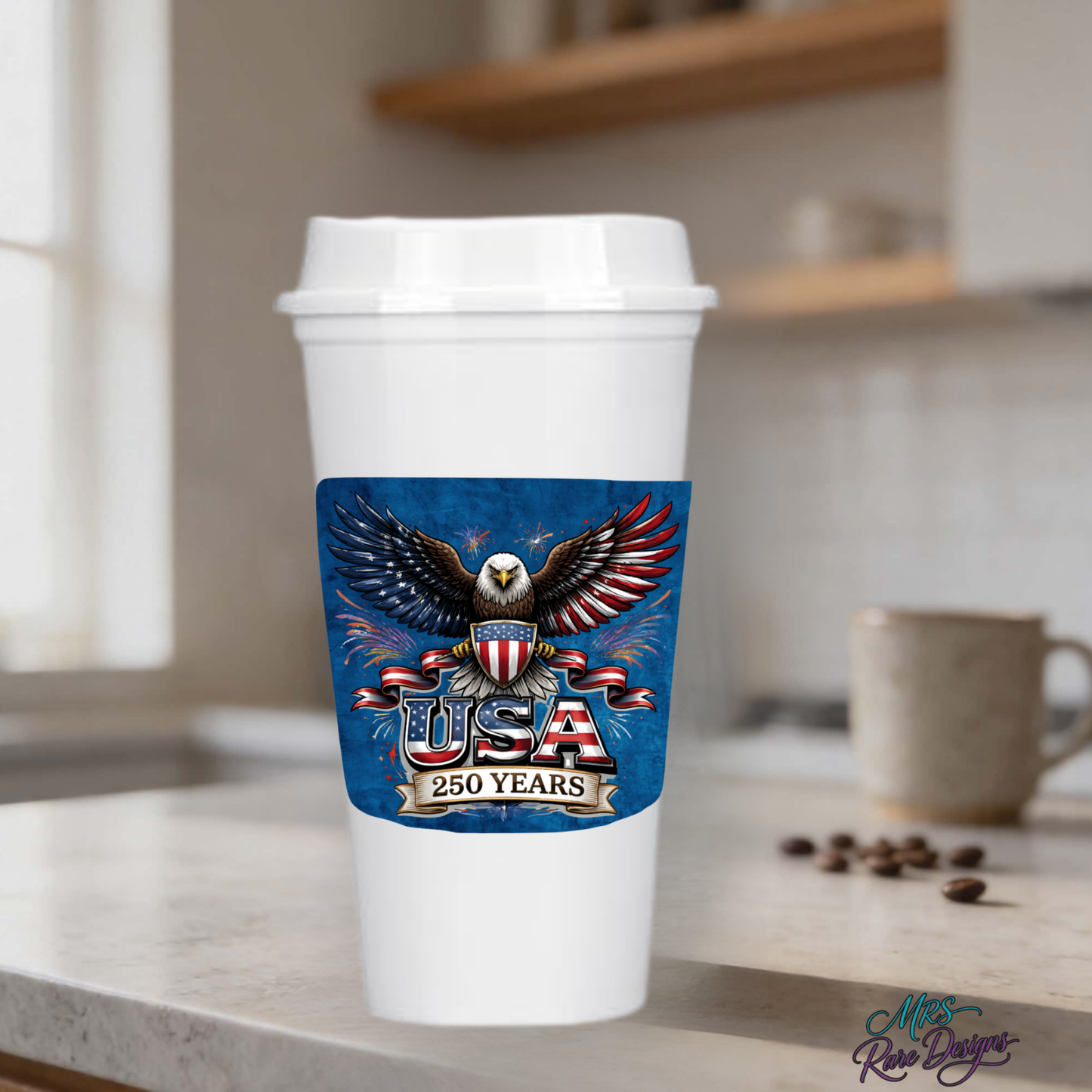 "Star Spangled Sip" — USA 250 Years Patriot Travel Mug Set in Classic White