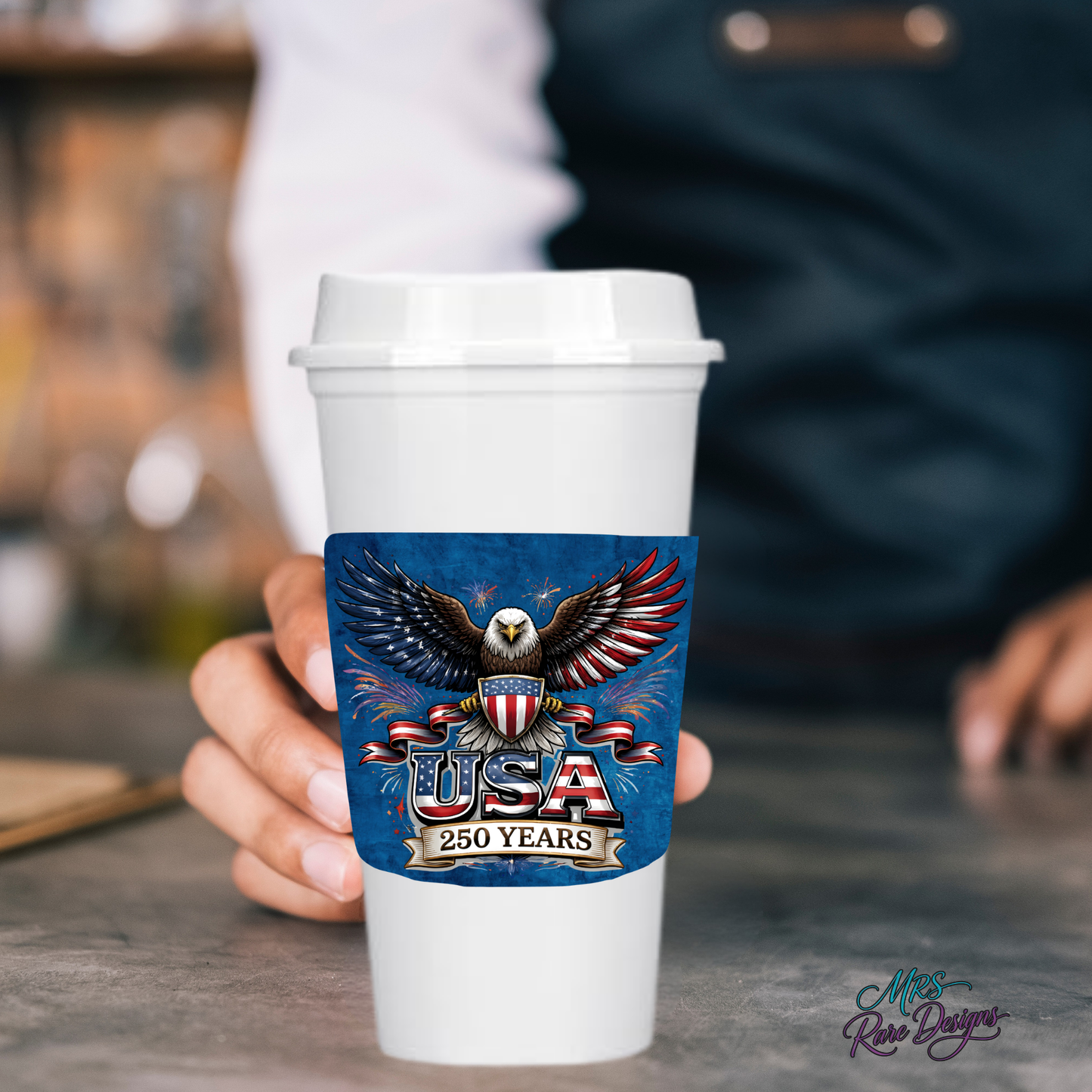 "Star Spangled Sip" — USA 250 Years Patriot Travel Mug Set in Classic White