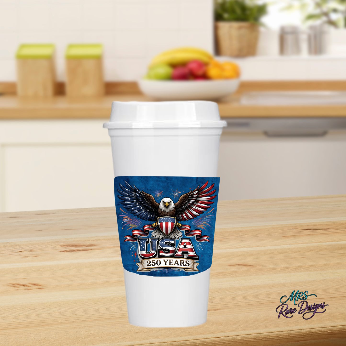"Star Spangled Sip" — USA 250 Years Patriot Travel Mug Set in Classic White
