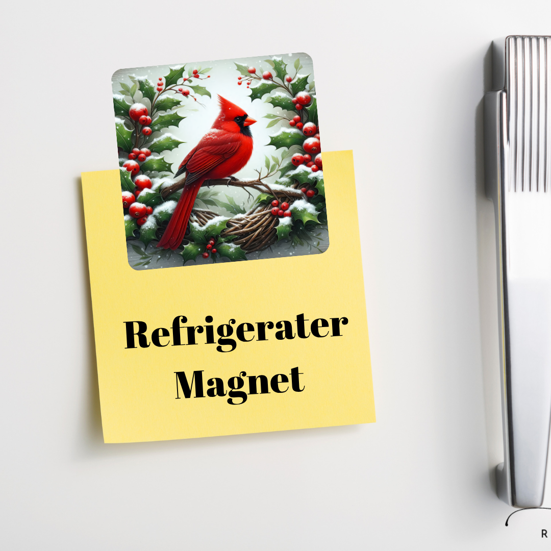 Cardinal Christmas Refrigerator Magnet – Winter Blessings Collection