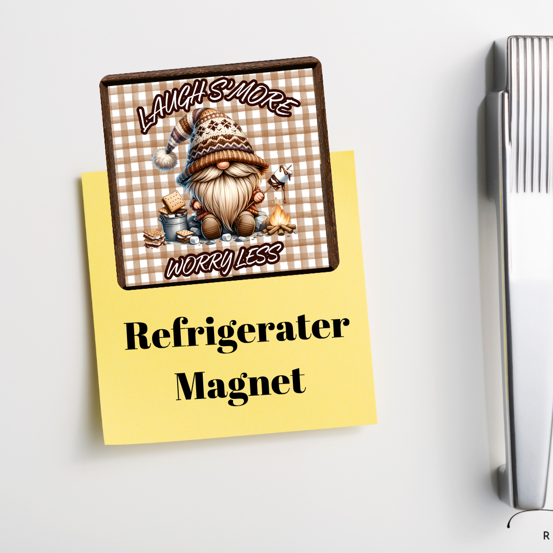 Laugh S’more, Worry Less — Gingham Campfire Gnome Kitchen & Coffee Set