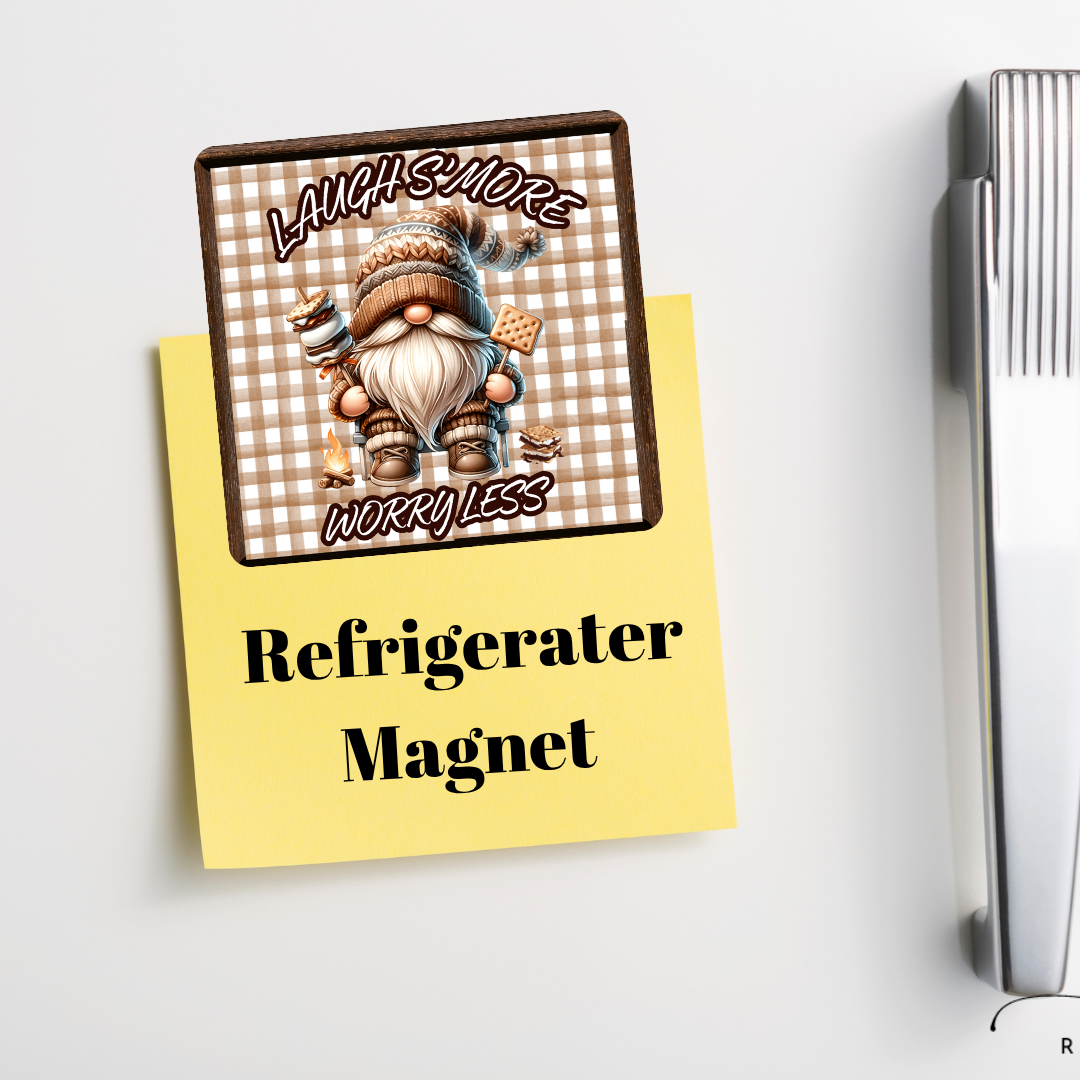 Laugh S’more, Worry Less — Toasty Gingham Campfire Gnome Set