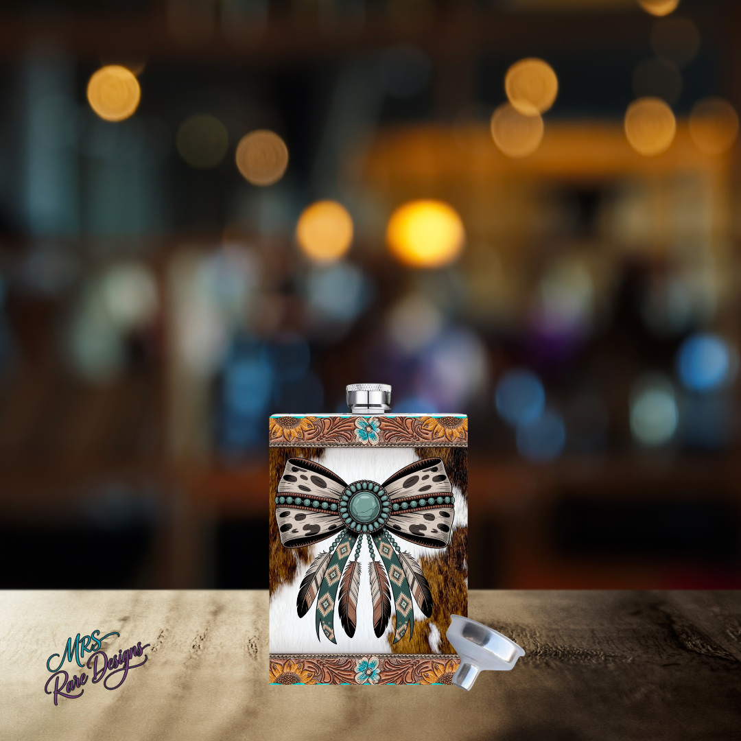 "Sacred Wings Sip Flask" Aztec Feather & Concho Edition