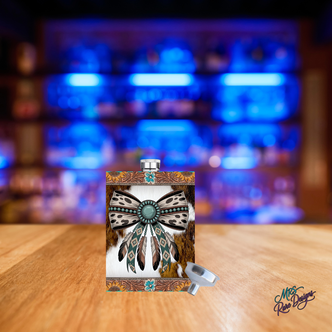 "Sacred Wings Sip Flask" Aztec Feather & Concho Edition