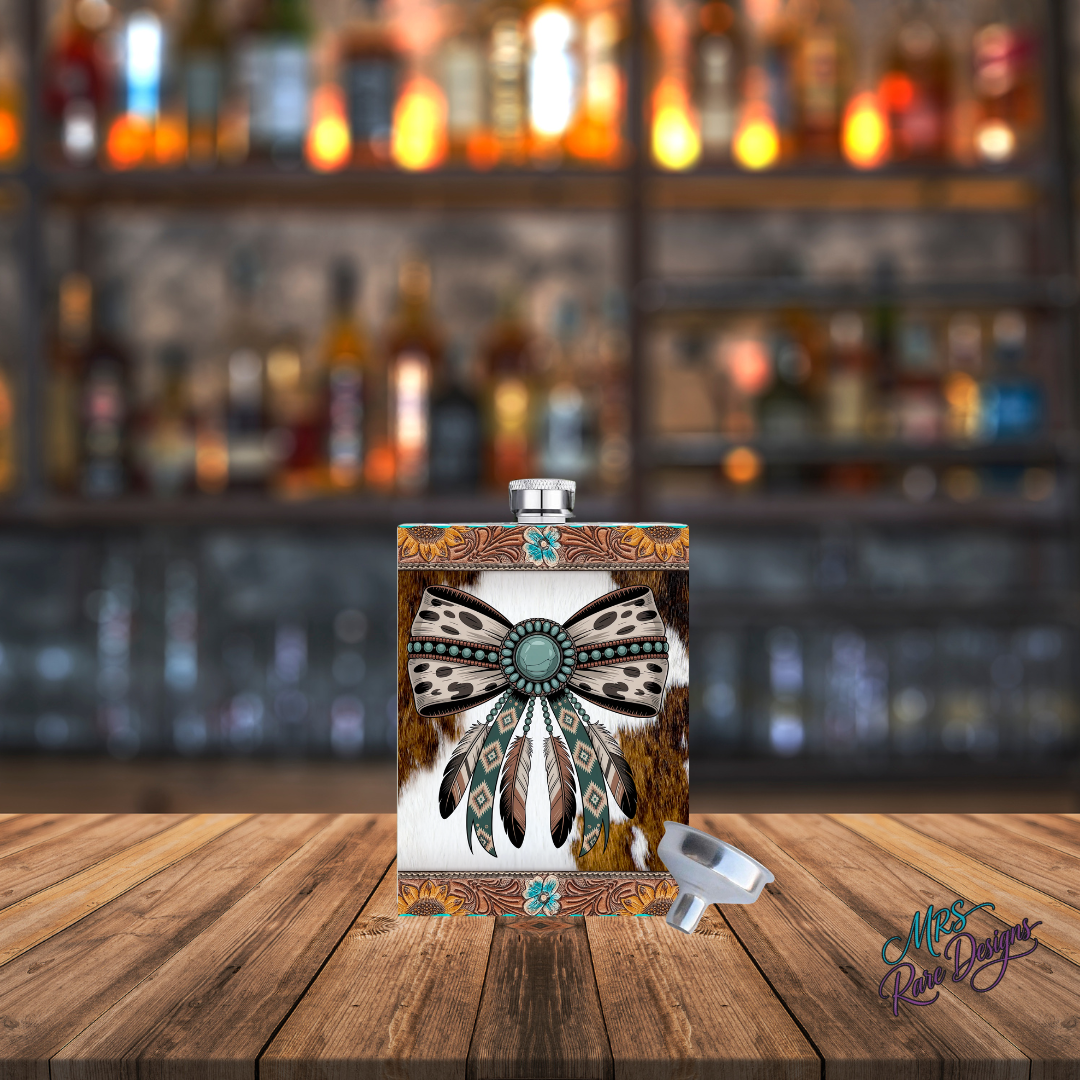 "Sacred Wings Sip Flask" Aztec Feather & Concho Edition