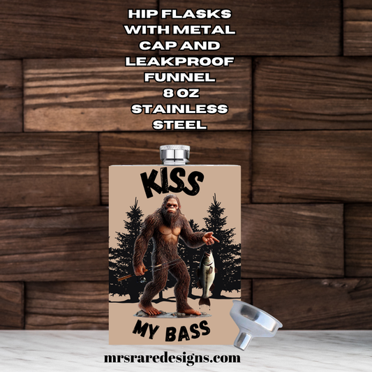 Kiss My Bass – 8 oz Stainless Steel Hip Flask