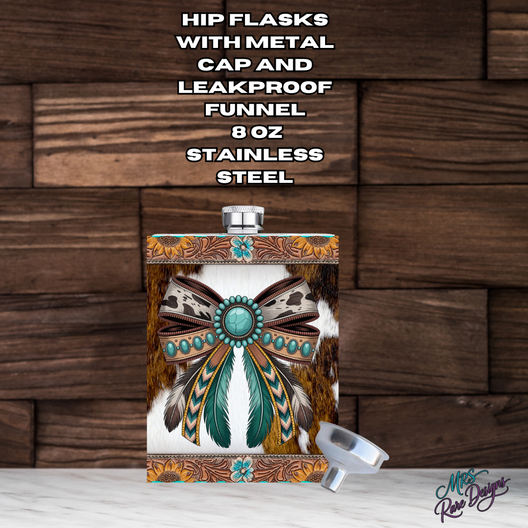 Turquoise Spirit Flask Concho & Feather Edition