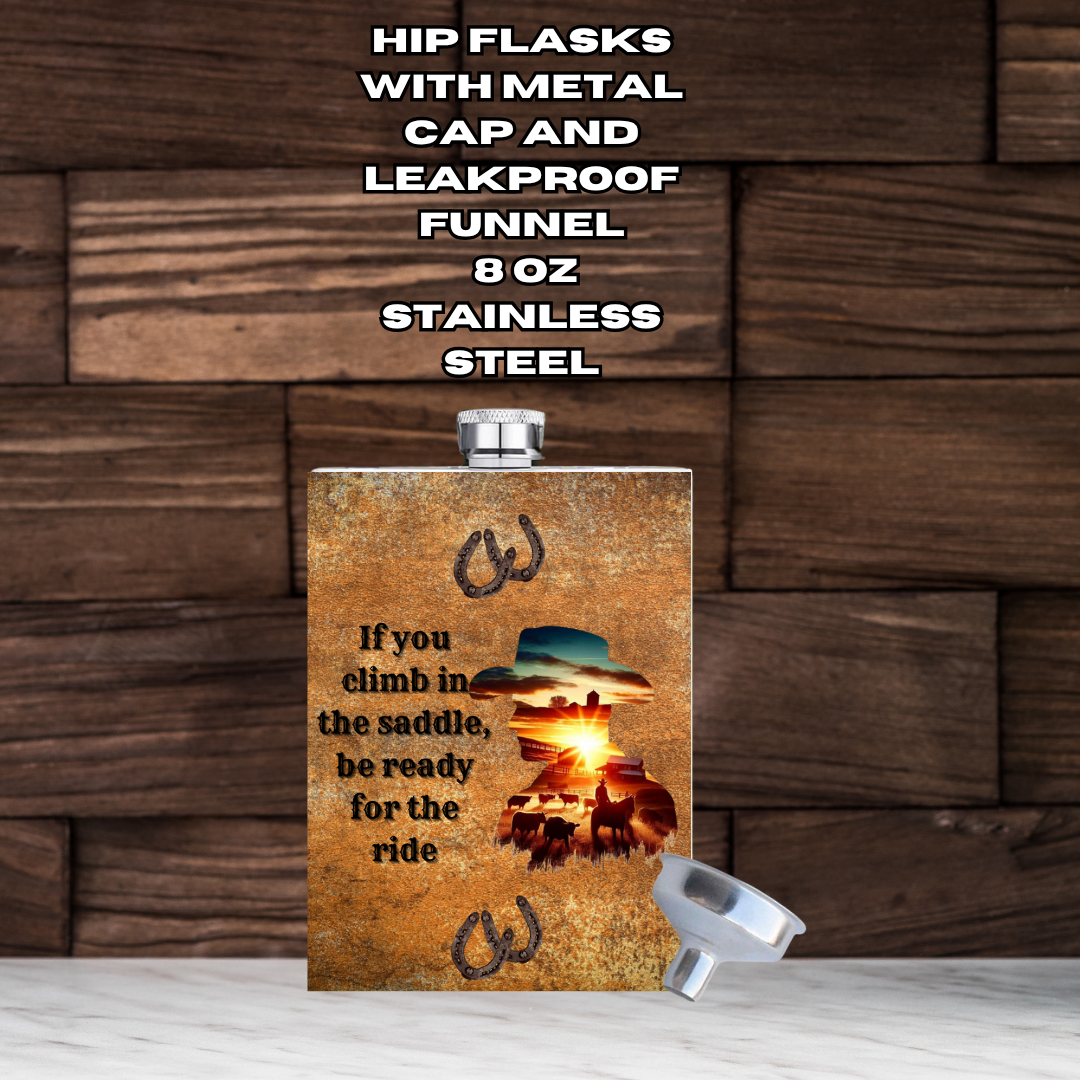 Saddle Up Sunset Stainless Flask Set