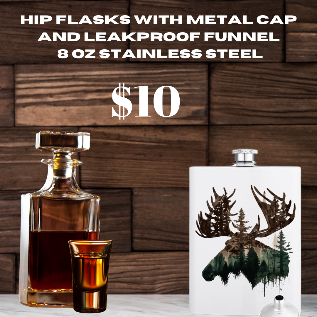 Nature Inspired Stainless Steel Hip Flask - 8 oz