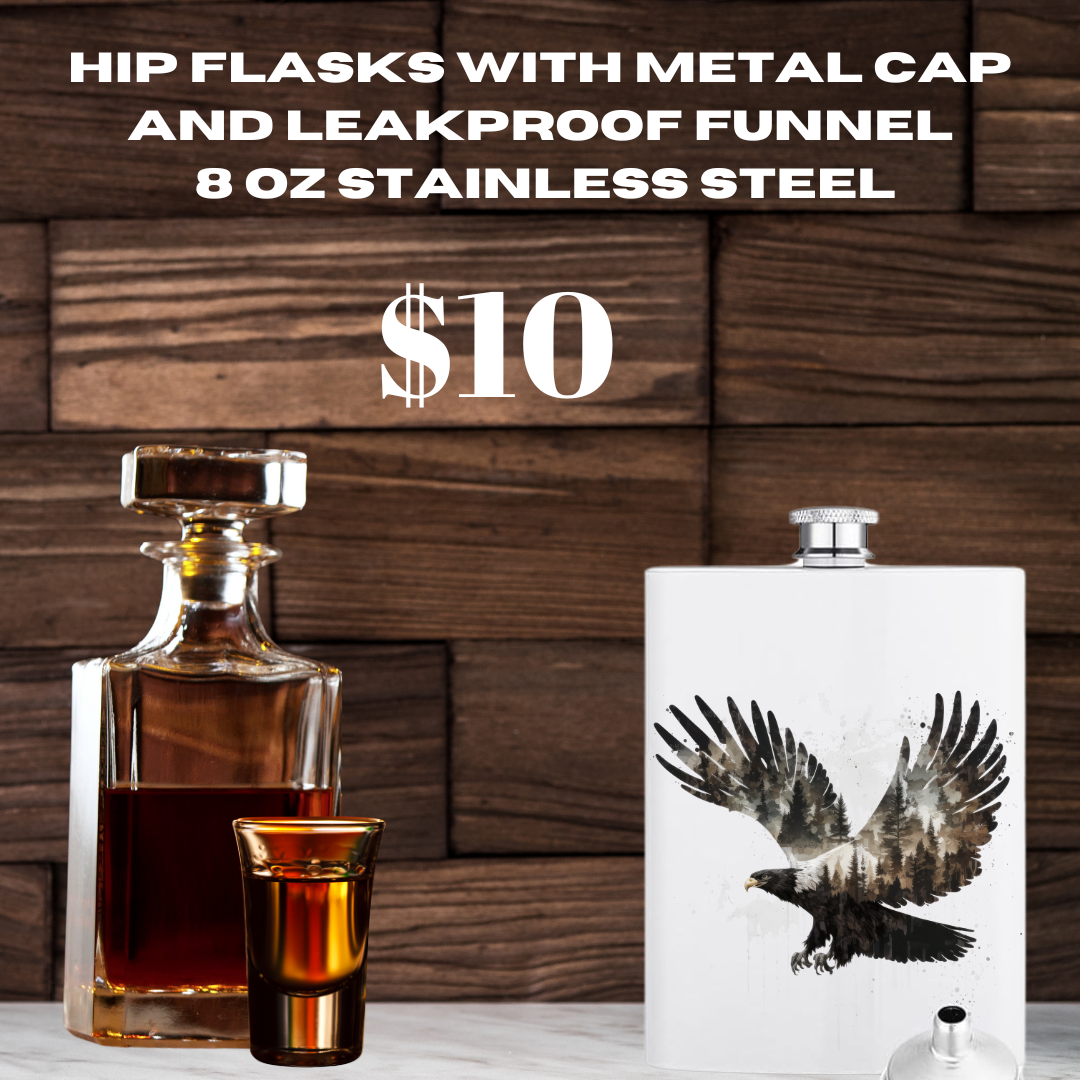 Nature Inspired Stainless Steel Hip Flask - 8 oz