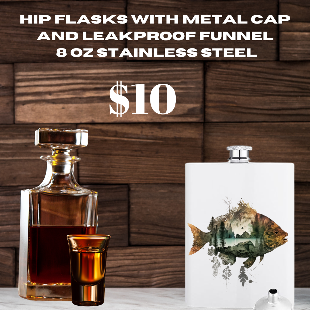 Nature Inspired Stainless Steel Hip Flask - 8 oz